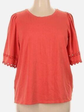Chico's Orange detail Flutter Sleeve Lace Tee size 3 US XL 16